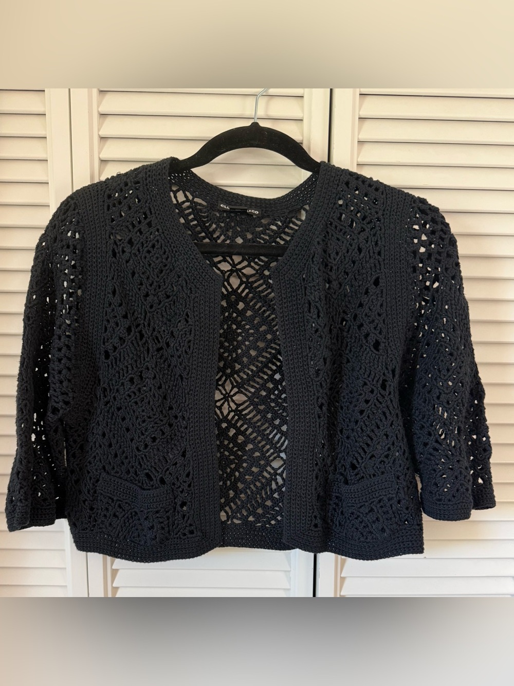Club Monaco Black Crochet Openwork Cardigan